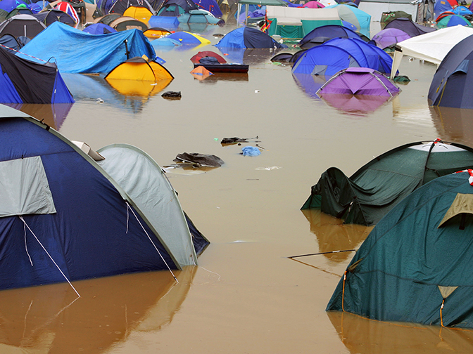 Flooded campsite
