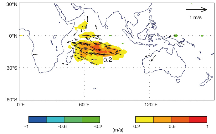 Strengthening of westward flow in mean wind analysis with Meteosat-8 AMVs